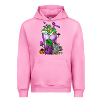 Fuchsia Pink Halloween Cold Drink Frappe With Tombstone Urban Hoodie - FaDigitalArtStudio