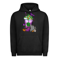 Pigment Black Halloween Cold Drink Frappe With Tombstone Urban Hoodie - FaDigitalArtStudio