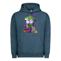 Pigment Midnight Navy Halloween Cold Drink Frappe With Tombstone Urban Hoodie - FaDigitalArtStudio