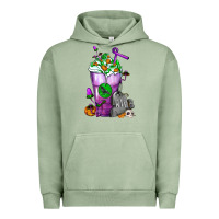 Pigment Oil Green Halloween Cold Drink Frappe With Tombstone Urban Hoodie - FaDigitalArtStudio