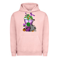 Pigment Salmon Halloween Cold Drink Frappe With Tombstone Urban Hoodie - FaDigitalArtStudio