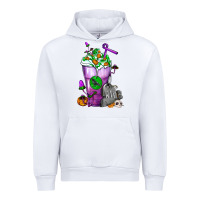 White Halloween Cold Drink Frappe With Tombstone Urban Hoodie - FaDigitalArtStudio
