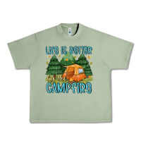 Oil Green life is better by the camp fire Urban Heavy Tee - MaliasSmallBusiness