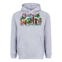 Heather Grey christmas lights are my favorite Heavyweight Hoodie - texasbilliewilder