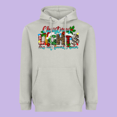 Christmas Lights Are My Favorite Heavyweight Hoodie Designed By Texasbilliewilder