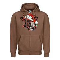 Chestnut Christmas cow with antlers Zipper Hoodie - Jasminsmagicworld
