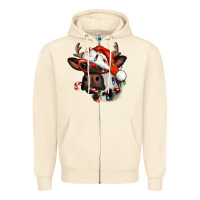 Sandshell Christmas cow with antlers Zipper Hoodie - Jasminsmagicworld