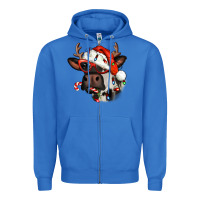 True Royal Christmas cow with antlers Zipper Hoodie - Jasminsmagicworld