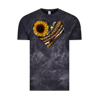Cloud Black western sunflower leopard cowhide heart Vintage Tee - Jasminsmagicworld