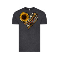 Vintage Black western sunflower leopard cowhide heart Vintage Tee - Jasminsmagicworld