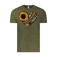 Vintage Olive western sunflower leopard cowhide heart Vintage Tee - Jasminsmagicworld