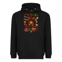 Black santas favorite hair stylist afro messy bun Heavyweight Hoodie - texasbilliewilder