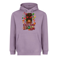 Lavender santas favorite hair stylist afro messy bun Heavyweight Hoodie - texasbilliewilder