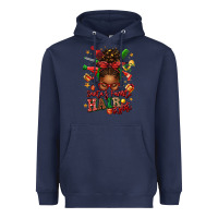 Navy santas favorite hair stylist afro messy bun Heavyweight Hoodie - texasbilliewilder