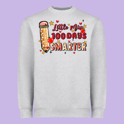 Little Miss 100 Days Smarter Heavyweight Sweatshirt Designed By Maliassmallbusiness