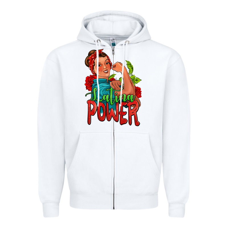 Latina Power Strong Woman Zipper Hoodie by Jasminsmagicworld | Teevron