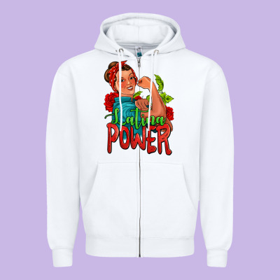 Latina Power Strong Woman Zipper Hoodie Designed By Jasminsmagicworld