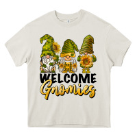 Cream welcome gnomies sunflowers Heavy Core Tee - BarkalooDesign