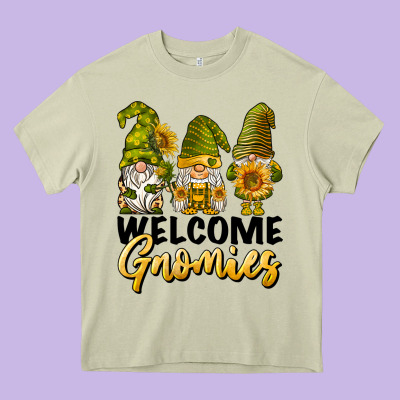Welcome Gnomies Sunflowers Heavy Core Tee Designed By Barkaloodesign