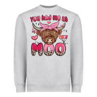 Heather Grey you had me at moo Heavyweight Sweatshirt - MaliasSmallBusiness