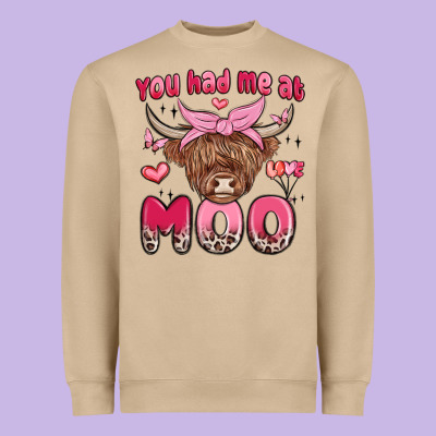 You Had Me At Moo Heavyweight Sweatshirt Designed By Maliassmallbusiness