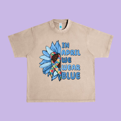 In April We Wear Blue Urban Heavy Tee Designed By Maliassmallbusiness