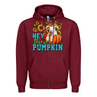 Burgundy hey there pumpkin lamb Zipper Hoodie - Jasminsmagicworld