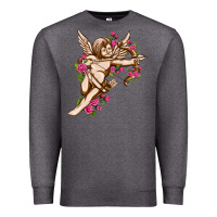 Charcoal Heather Cupid with rose Valentine's Day Premium Sweatshirt - HowdyJamesFarm