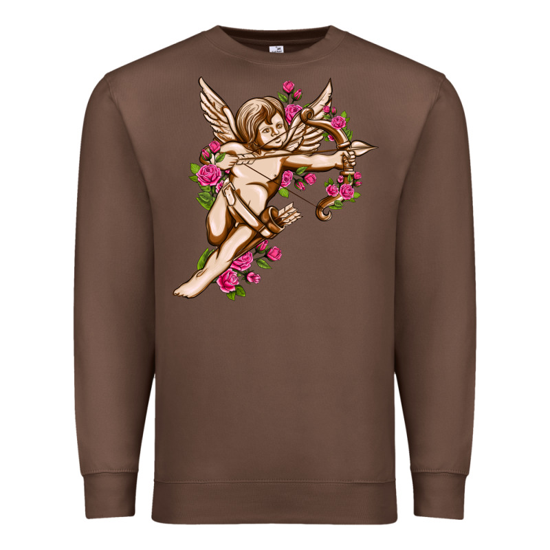 Cupid With Rose Valentine's Day Premium Sweatshirt by HowdyJamesFarm | Teevron
