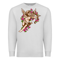 Dove Grey Cupid with rose Valentine's Day Premium Sweatshirt - HowdyJamesFarm