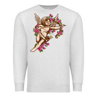 Oatmeal Heather Cupid with rose Valentine's Day Premium Sweatshirt - HowdyJamesFarm