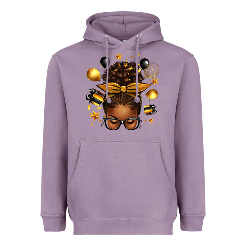 New Year's Eve Afro Messy Bun Heavyweight Hoodie by texasbilliewilder | Teevron