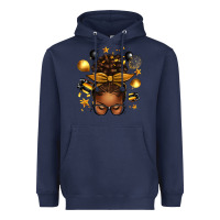 Navy new year's eve afro messy bun Heavyweight Hoodie - texasbilliewilder