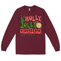 Burgundy holly jolly cheerleader Long Sleeve Tee - MaliasSmallBusiness