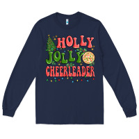 Navy holly jolly cheerleader Long Sleeve Tee - MaliasSmallBusiness