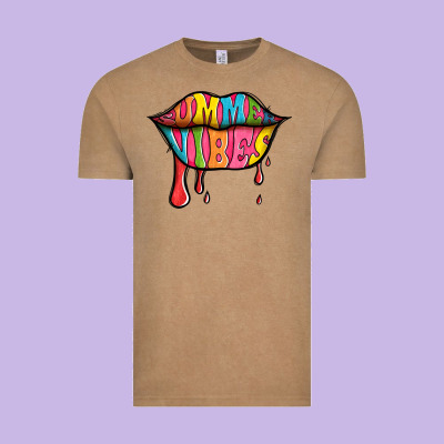 Summer Vibes Lips Vintage Tee Designed By Jasminsmagicworld