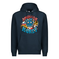 Navy American honey smiley Premium Hoodie - HowdyJamesFarm