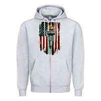 Heather Grey statue of liberty torch Zipper Hoodie - BarkalooDesign