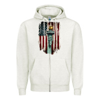 Oatmeal Heather statue of liberty torch Zipper Hoodie - BarkalooDesign