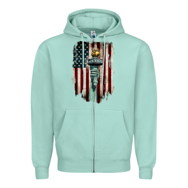 Statue Of Liberty Torch Zipper Hoodie by BarkalooDesign | Teevron