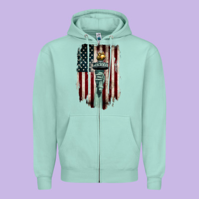 Statue Of Liberty Torch Zipper Hoodie Designed By Barkaloodesign