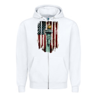 White statue of liberty torch Zipper Hoodie - BarkalooDesign