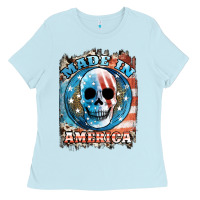 Baby Blue made in america skull Ladies Tee - JahusDesignShop