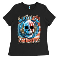 Black made in america skull Ladies Tee - JahusDesignShop