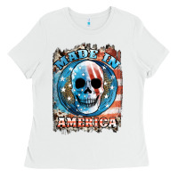 White made in america skull Ladies Tee - JahusDesignShop