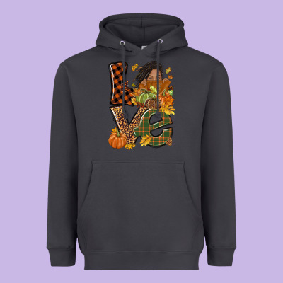 Love Fall With Afro Woman Heavyweight Hoodie Designed By Nancycooperartshop