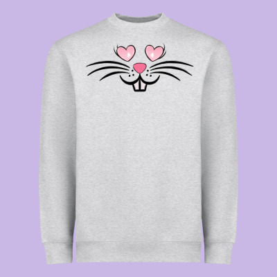 Bunny Face Easter Heavyweight Sweatshirt Designed By Maliassmallbusiness