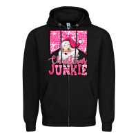 Black pink Christmas junkie Santa Claus Zipper Hoodie - Jasminsmagicworld