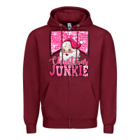 Burgundy pink Christmas junkie Santa Claus Zipper Hoodie - Jasminsmagicworld