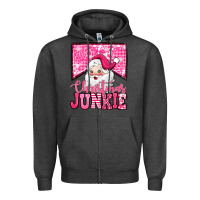 Charcoal Heather pink Christmas junkie Santa Claus Zipper Hoodie - Jasminsmagicworld